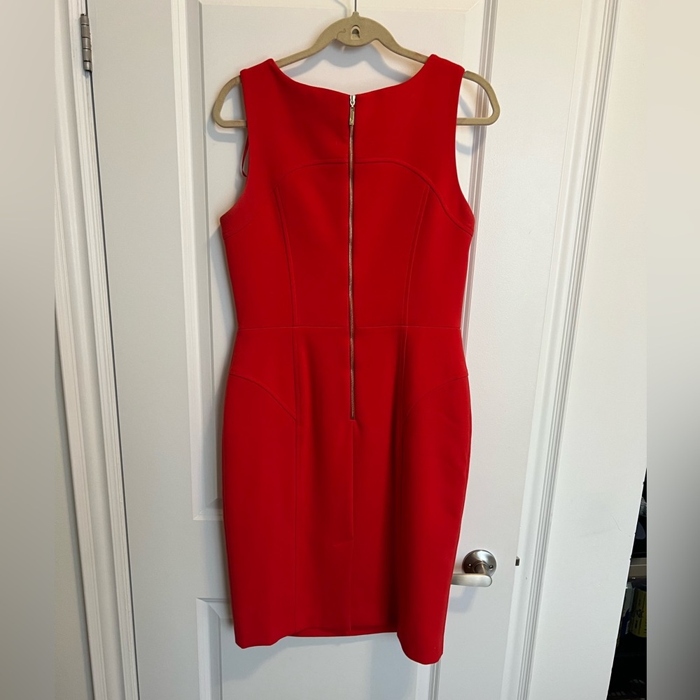 Eliza J Red Pencil Dress with beautiful, flattering seams